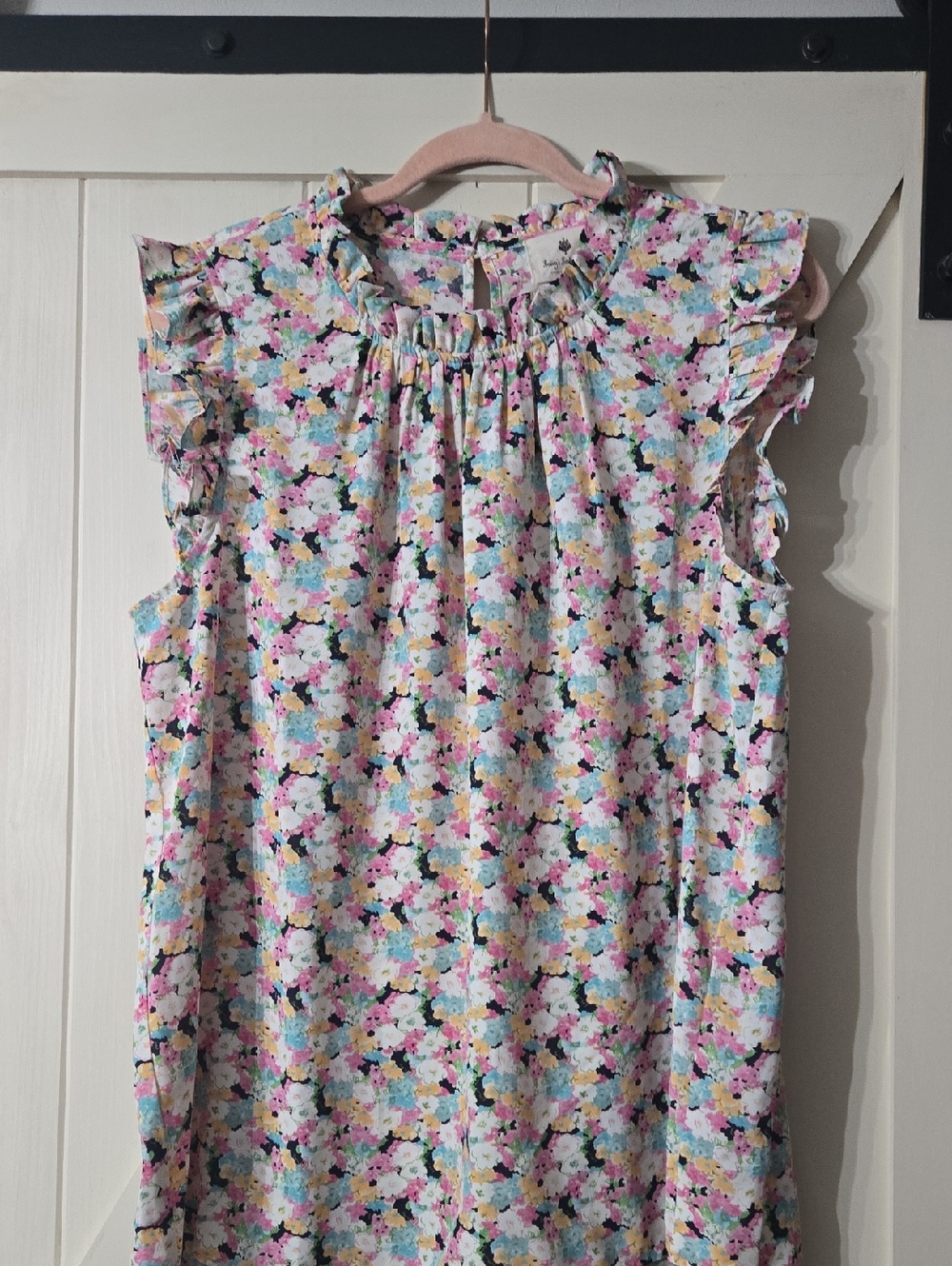 Floral Ruffle Sleeve Blouse - Pink Multi